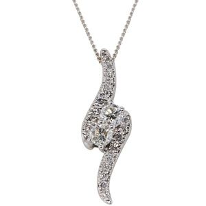Kay Ever Us Two Stone Diamond 1 CT TW 14K White Gold Pendant & Necklace